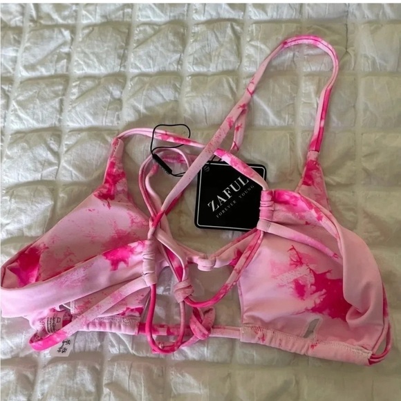 Zaful Pink Bikini with Tie-Dye Effect bikini top only - Picture 6 of 7